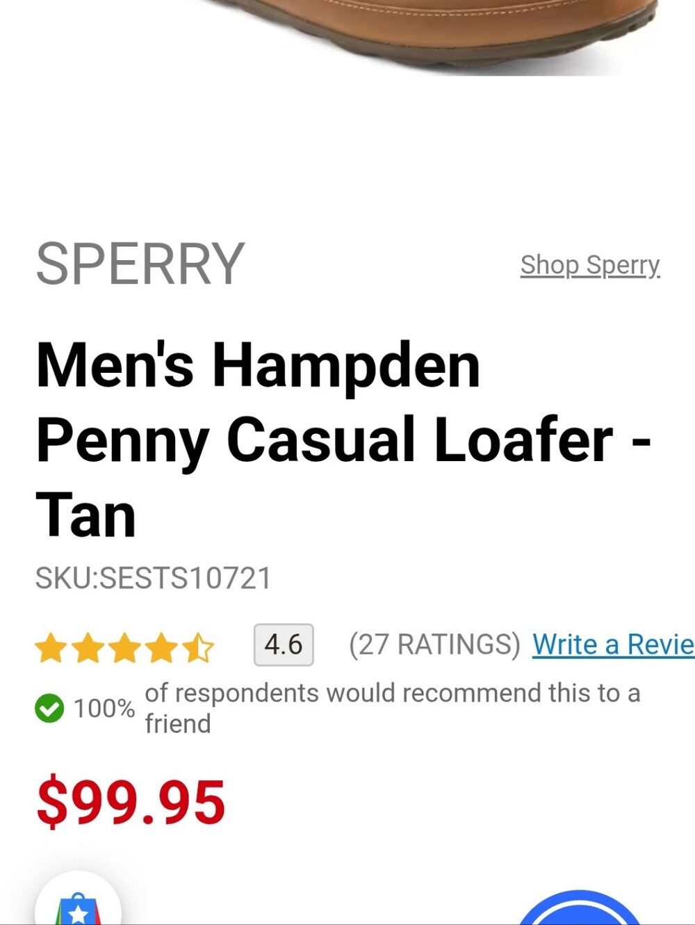 NWOT Sperry Hampden Penny Leather Loafers SZ 9.5 M - Picture 9 of 9